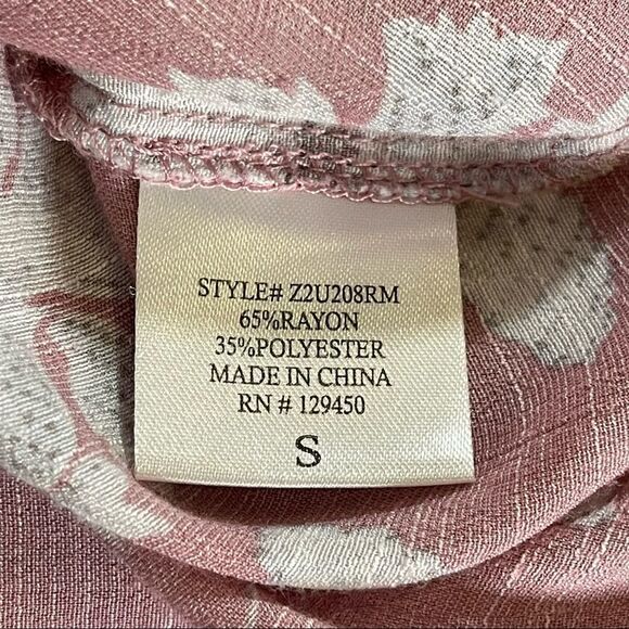 Fred David Pink Floral Tie Neck Long Sleeve Top Size Small - Picture 8 of 15